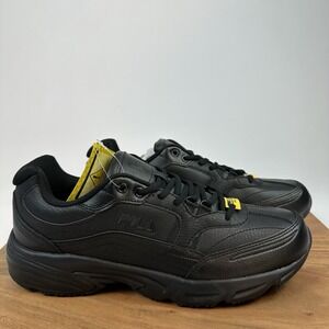 New Mens Fila Memory Workshift Slip Resistant Black Shoes Size 12 M